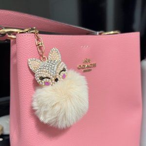 Fluffy Fur Ball Keychain Pompom Key Chain Animal Fox Keyring Holder Bag Charm